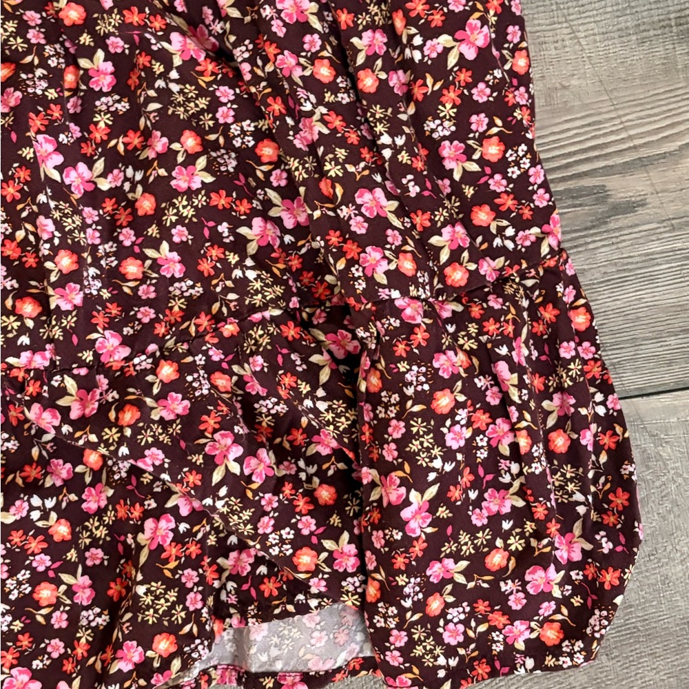 Old Navy womens Floral Sundress - Brown with Pink & Red Flowers - Picture 2 of 3
